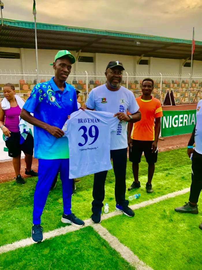 Bayelsa Head of Service, Permanent Secretary, Ministry of Youth and Sports Development and Director of Sports Receive Prosperity Cup Season Six Branded Jerseys