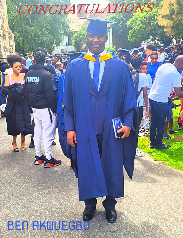 Akwuegbu Graduates From Angelia Ruskin University,  Bags First Class  Degree In Adult Nursing