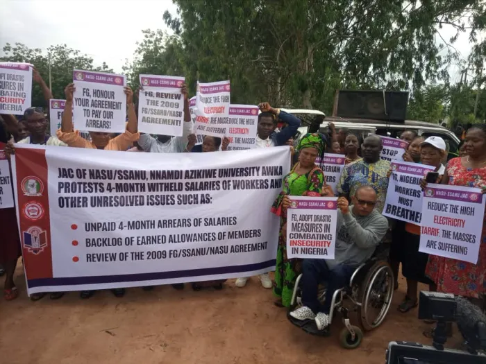 JAC of NASU/SSANU UNIZIK Chapter Protests Poor Condition of Service, Threatens Indefinite Industrial Action