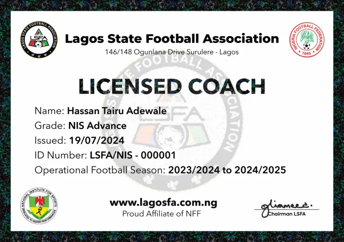 LSFA, NIS Collaborates To Train Lagos State Coaches