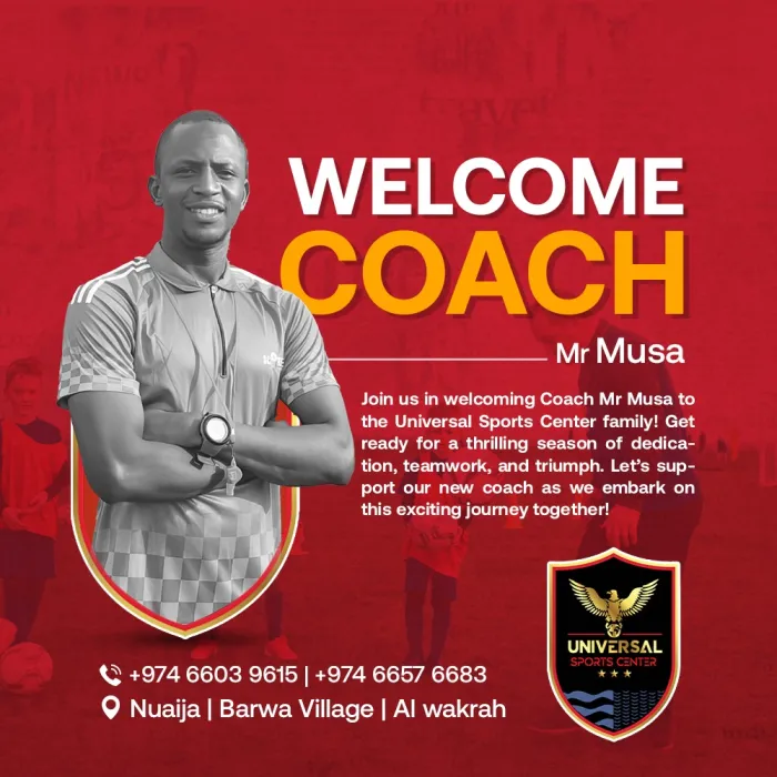 Universal Sports Centre, Qatar,  Signs Coach Musa Ibrahim