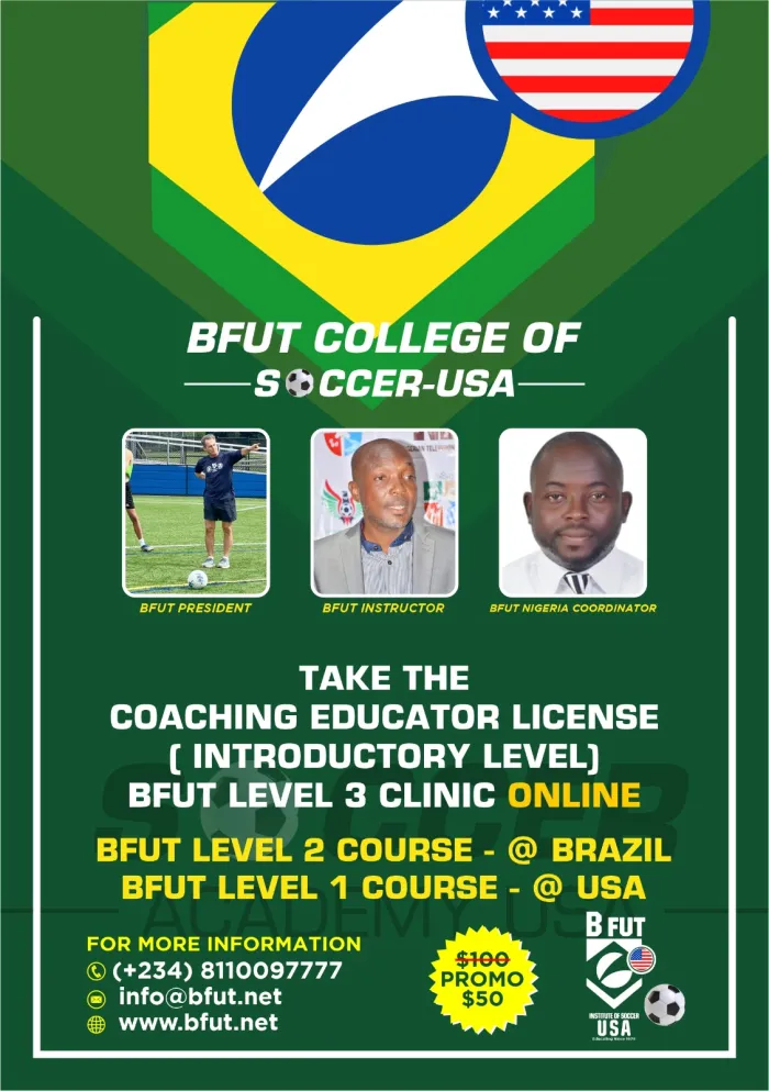 Nigerian Football Coaches to Benefit from BFUT License 4 Level 3 Online Course