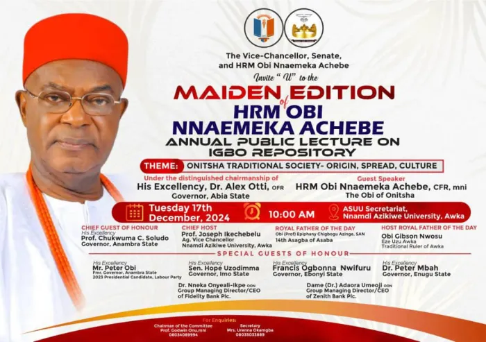 UNIZIK Set To Commence HRM Obi Achebe Annual Public Lecture on Igbo Repository
