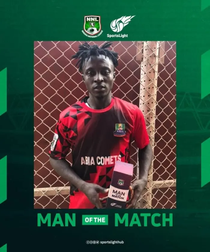 Abia Comets’ Midfielder Cyril Wins Man of the Match, As Warri Wolves Holds Comets To Goalless Draw in Umuahia