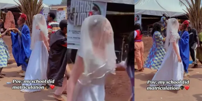 Auchi Poly Fresher Scatter Matriculation as She Rock Wedding Gown