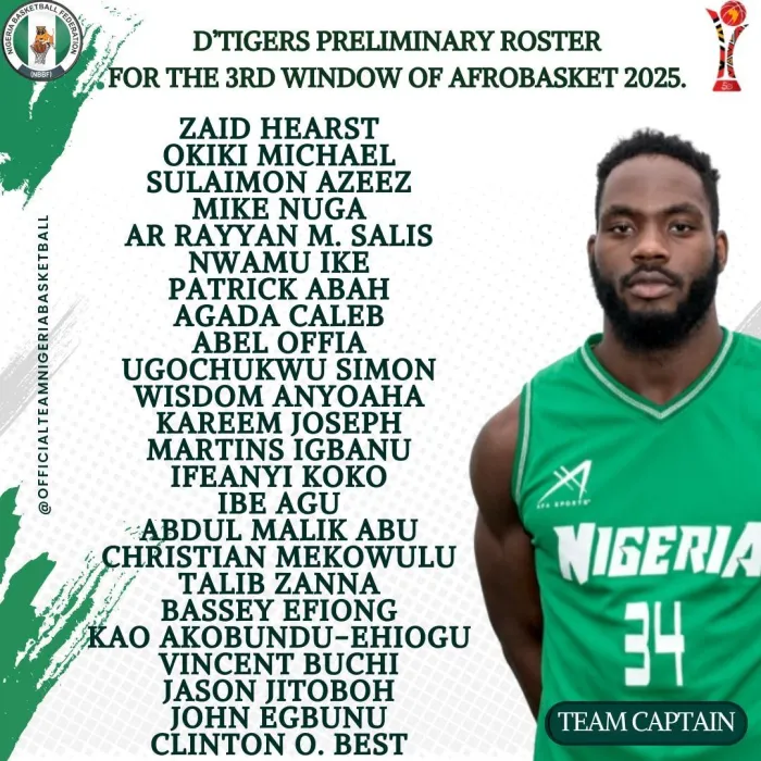 NBBF Announces D’Tigers Preliminary  Roster For Afrobasket Qualifiers 3rd Window