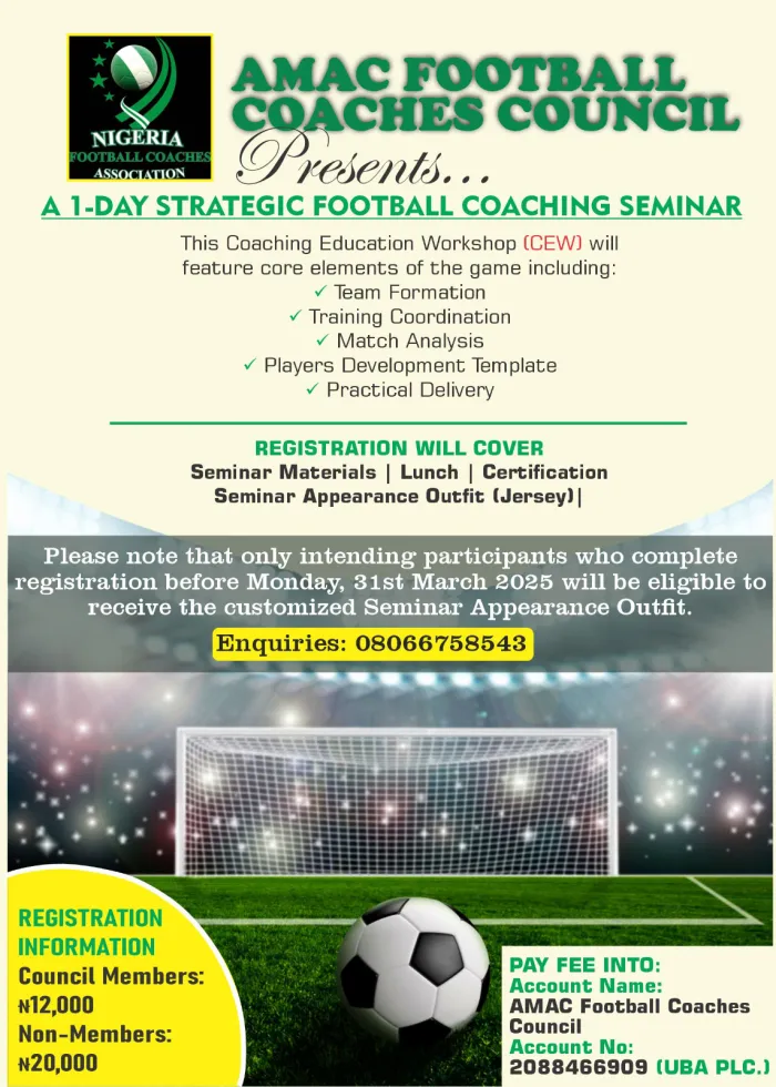 AMAC Football Coaches Council Hosts 1-Day Strategic Coaching Seminar to Elevate Grassroots Football