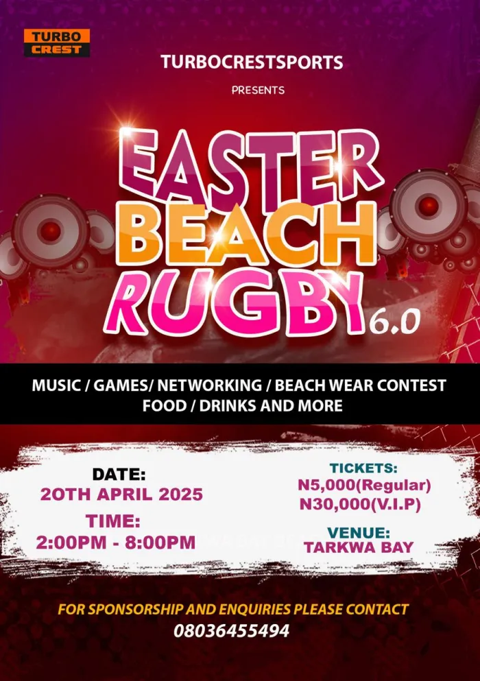 TurboCrestSports Set to Host 13th Edition of Easter Beach Rugby 6.0 at Takwa Bay