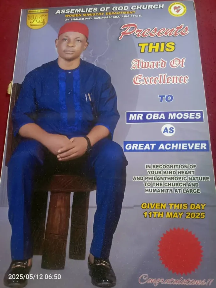 Hon. Moses I. Oba Bestowed With An Award Of Excellence