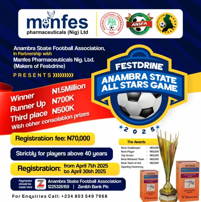 Organisers Confirm 26 Teams Listed For 2025 Manfes/Anambra All Stars Tourney; Extends Registration Deadline To May 9