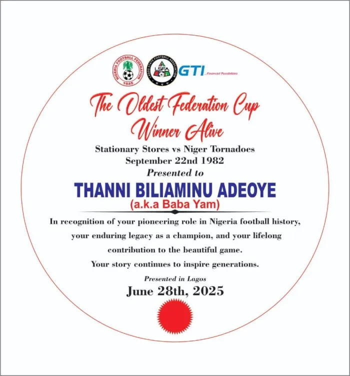 Lagos FA Set To  Honour Billy Thanni With Lifetime Achievement Award