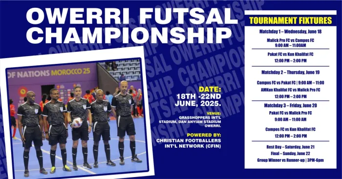 Owerri Futsal Championship Kicks Off June 18 with Top Teams in Action