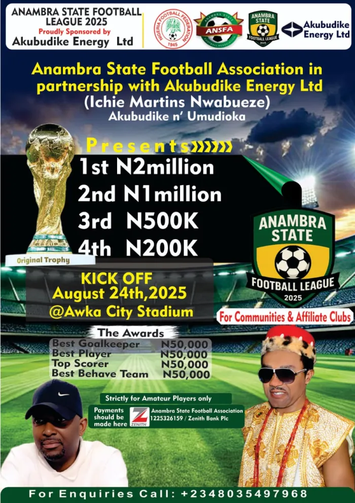 Anambra FA, Akubudike Energy Unveil Statewide Football League with N3.8 Million in Prizes