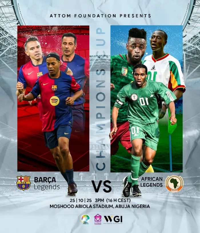 Attom Foundation Brings Barça Legends and African Legends to Abuja for Champions Cup