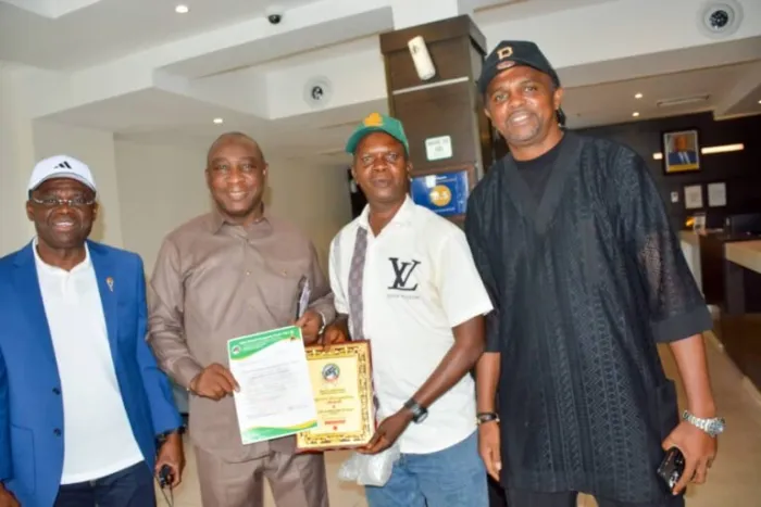 NFF President Gusau Reaffirms Commitment to Football Development, Receives Award in Uyo