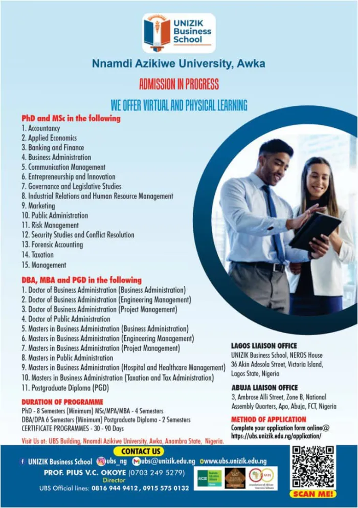 UNIZIK: UBS Kick-starts Admission Process for 2025-26 Academic Session