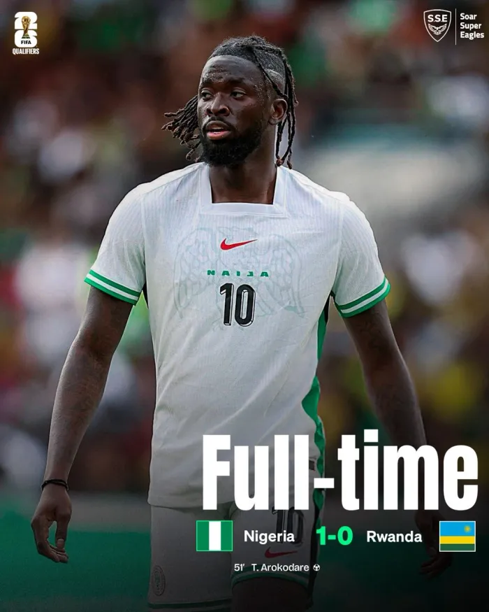 WCQ: Nigeria Beats Rwanda By a Lone Goal to Keep Hope Alive.