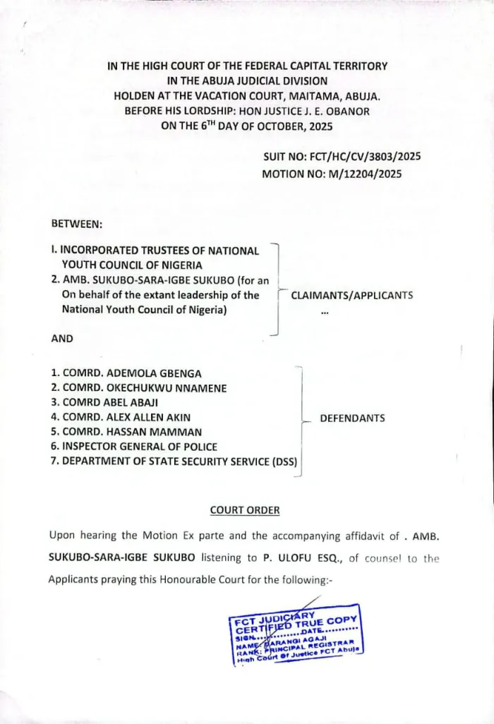 Court Halts Gbenga, Others from Conducting Parallel NYCN Election