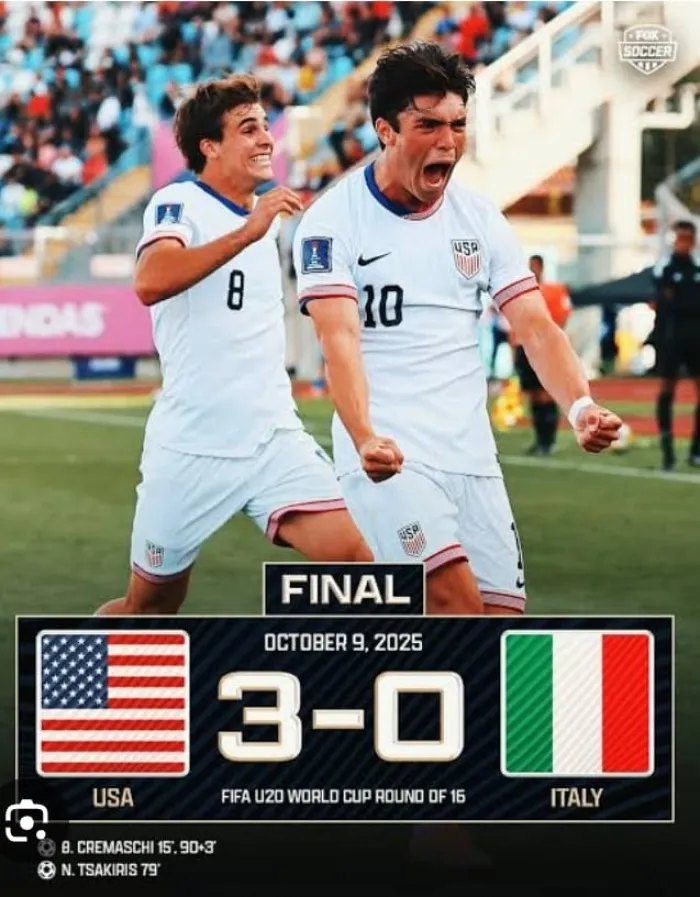 FIFAU20WC: Yankees of USA Cage Italy 3-0 in Round of 16. …Good setting for Winner of Morocco Versus South Korea in the Quarters.