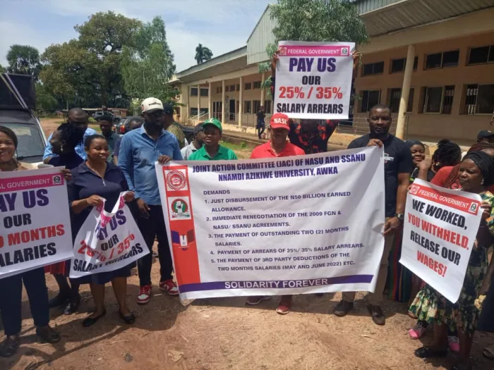 SSANU, NASU UNIZIK Chapter Protest Over FG's Negligence To Union Demands