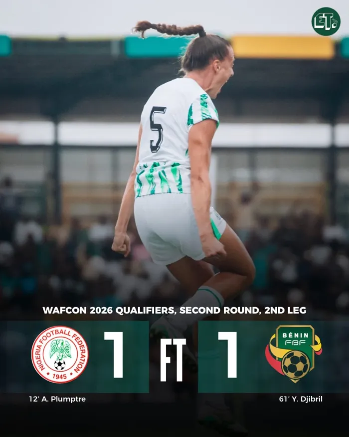 WAFCONQ: Falcons of Nigeria Knocks Out Amazons of Benin Republic 3-1 on Aggregate.  …Forced to 1-1 Draw in Abeokuta