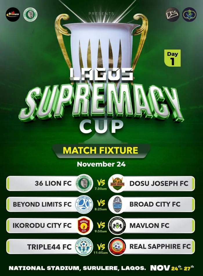 Legacy Pitch Ignites as 2025 Lagos Supremacy Cup Opens with Four Blockbuster Fixtures
