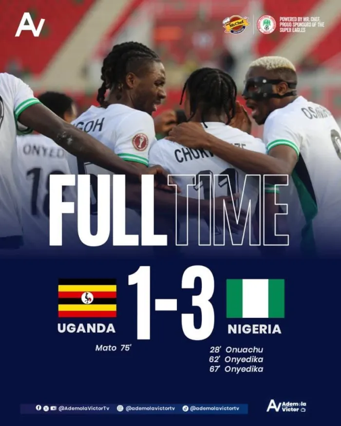 2025 AFCON: Nigeria Bundle Out Uganda’s Red Devils in 3–1 Win as Tanzania Hold Tunisia