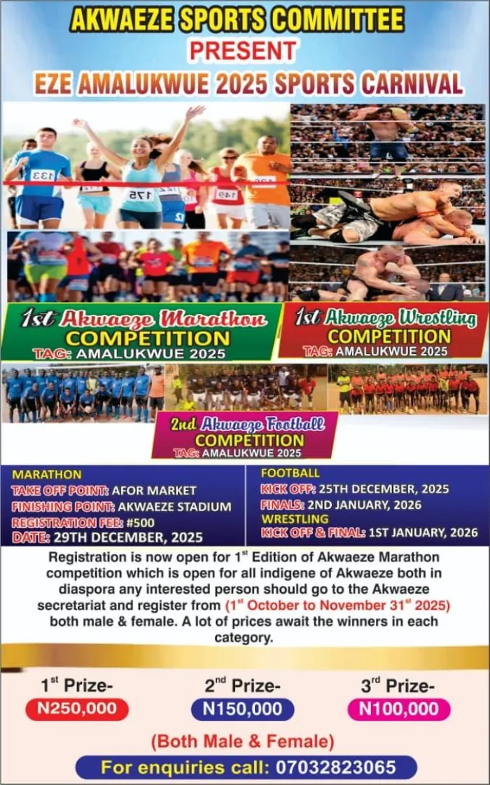 Akwaeze Community 1st Marathon Race Set To Hold on Monday, 29th December, 2025
