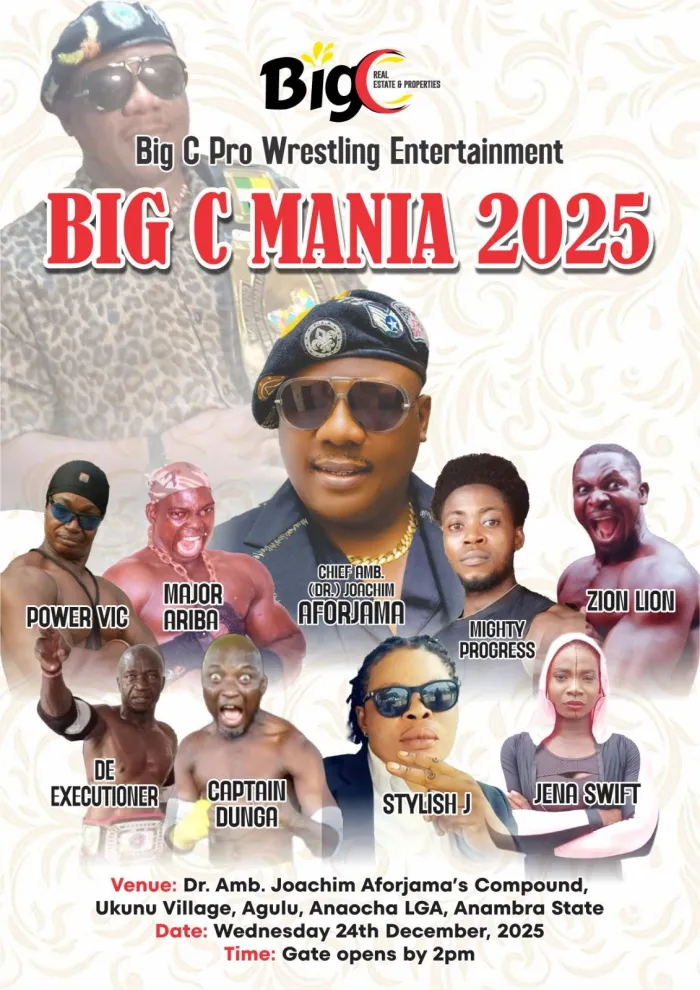 Nigerian Pro Wresters   set for Xmas Eve   'Agulumania' 2025 Showdown
