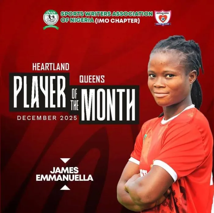 Emmanuela James Wins Imo SWAN Heartland Queens December Player of the Month Award