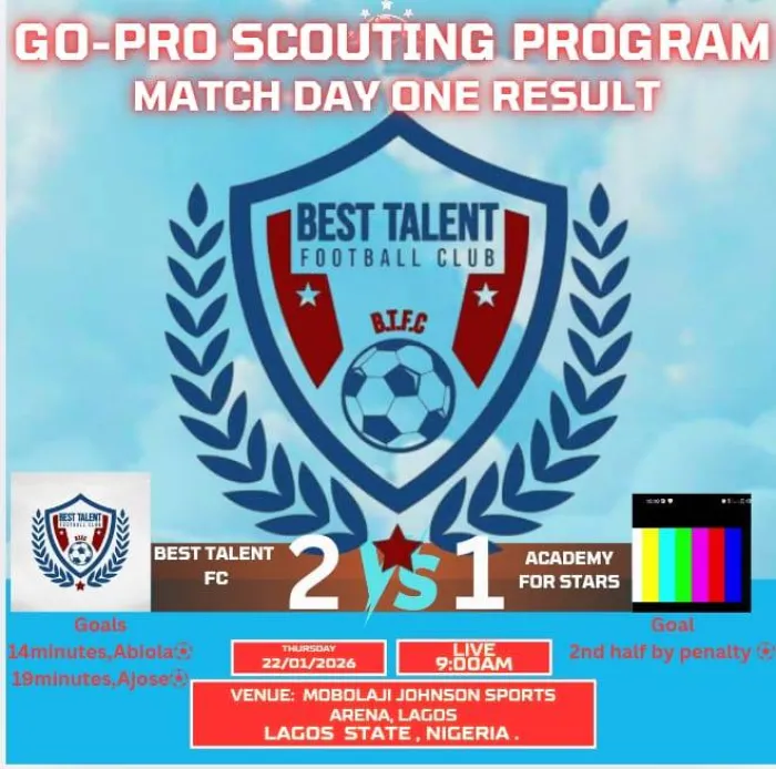 Go PRO Scouting Programme: Best Talent FC Set To Challenge Others In Lagos