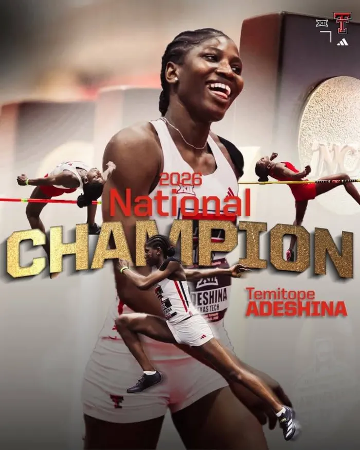 Adeshina Makes History, Becomes First Nigerian to Defend NCAA Indoor Title with 1.97m Leap