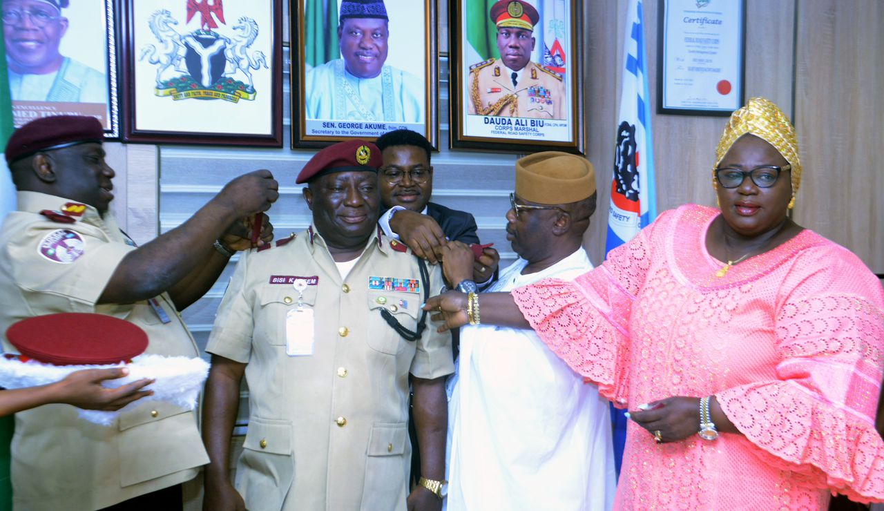 FRSC Decorates Newly Appointed Deputy Corps Marshal Bisi Kazeem With His NEW Rank