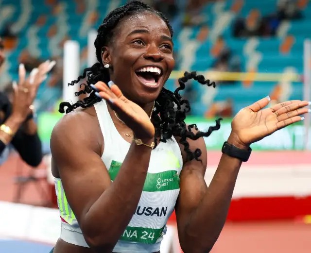 Sports Minister Senator John Owan Enoh Extols Tobi Amusan’s Historic Achievement in Astana