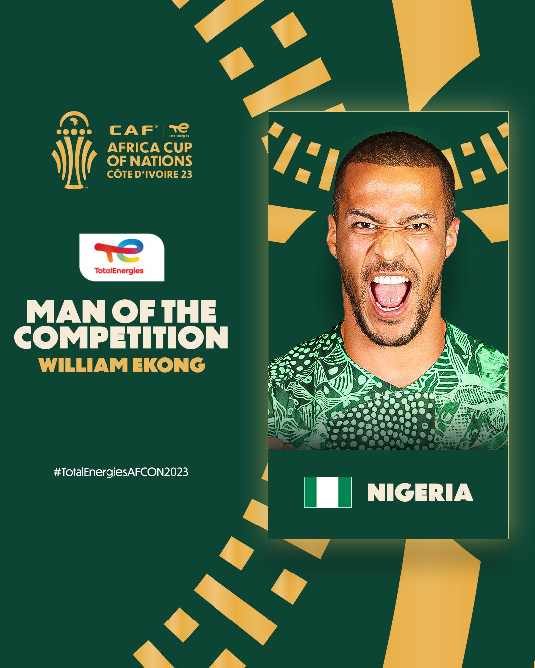Nigeria’s Stand in Captain, William Troost-Ekong is AFCON 23 Player of The Tournament