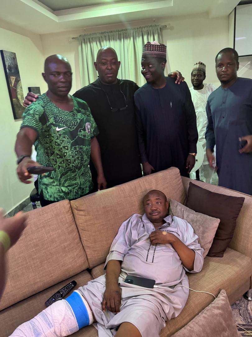 Iloenyosi, Players Union Boss, Sule, Fuludu Pay 'Get Well Quick' Visit To Recuperating Eagles Winger Tijani Babangida