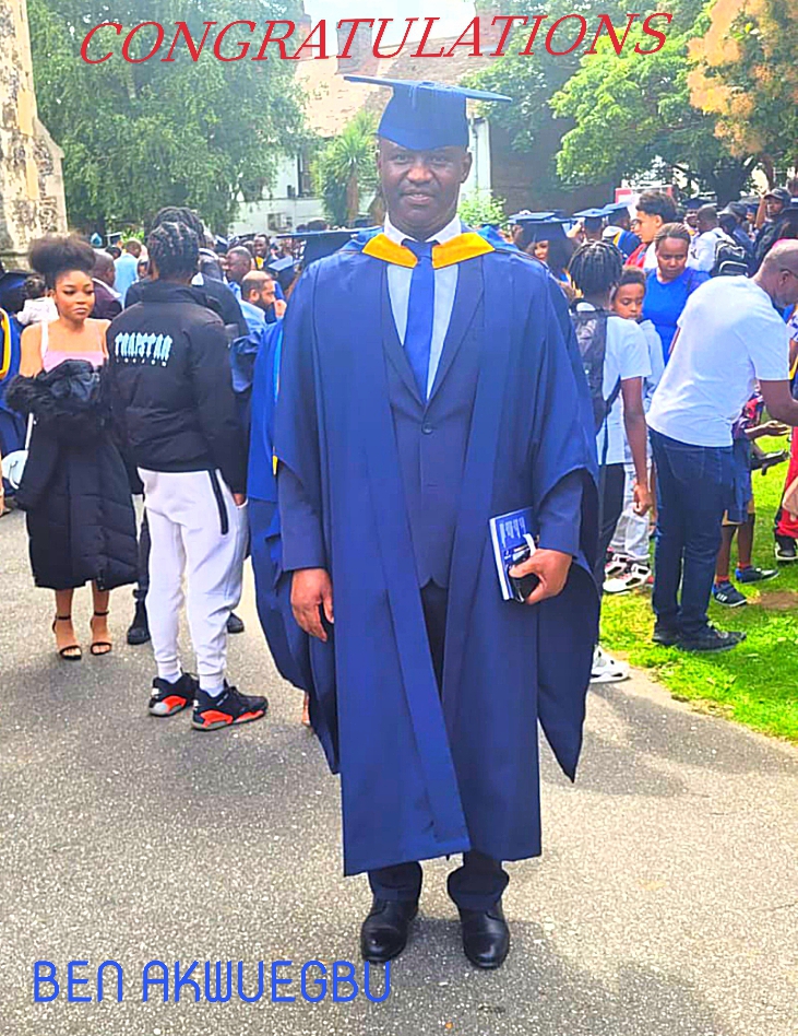 Akwuegbu Graduates From Angelia Ruskin University,  Bags First Class  Degree In Adult Nursing