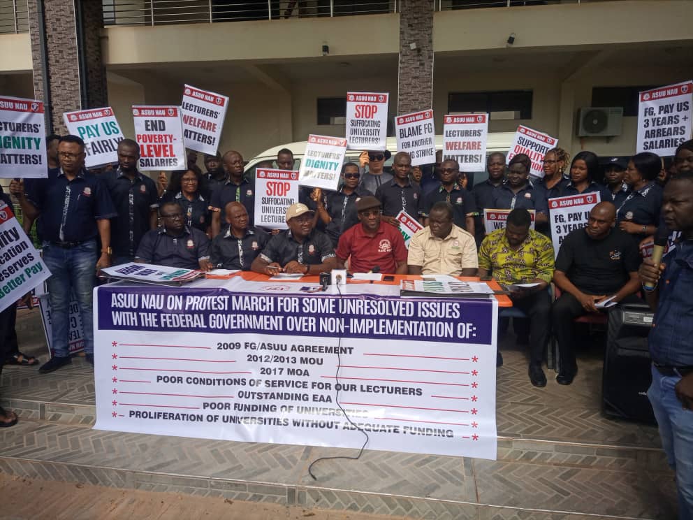 ASUU UNIZIK Chapter Protests Poor Condition of Service, Threatens Indefinite Industrial Action