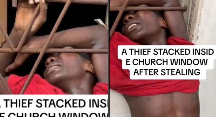 Drama As Thief Gets Trapped In Church Window After Attempting To Steal Money