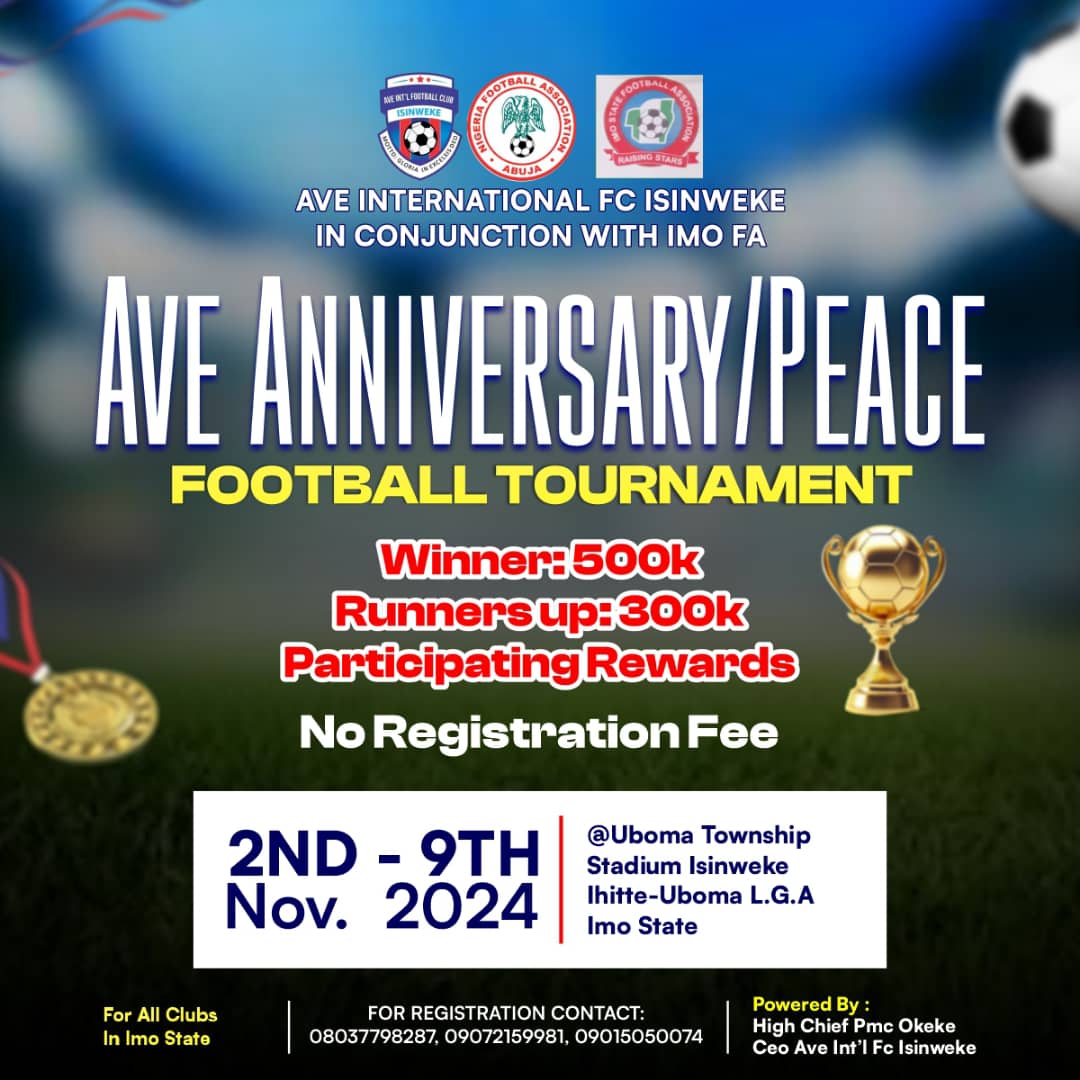 Ave Peace Cup Gets November Date In Imo state