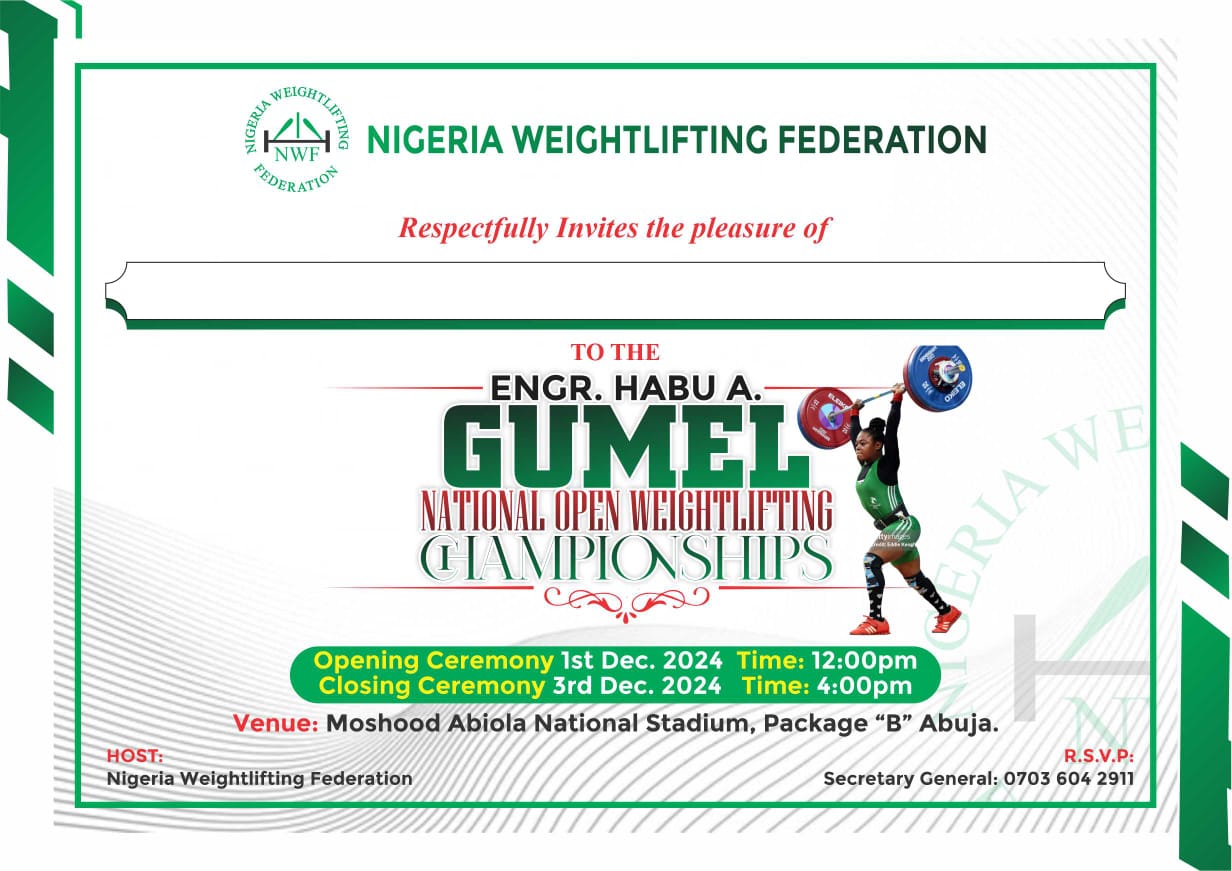 Engr Habu Gumel National Open Weightlifting Championship Begins in Abuja on Sunday