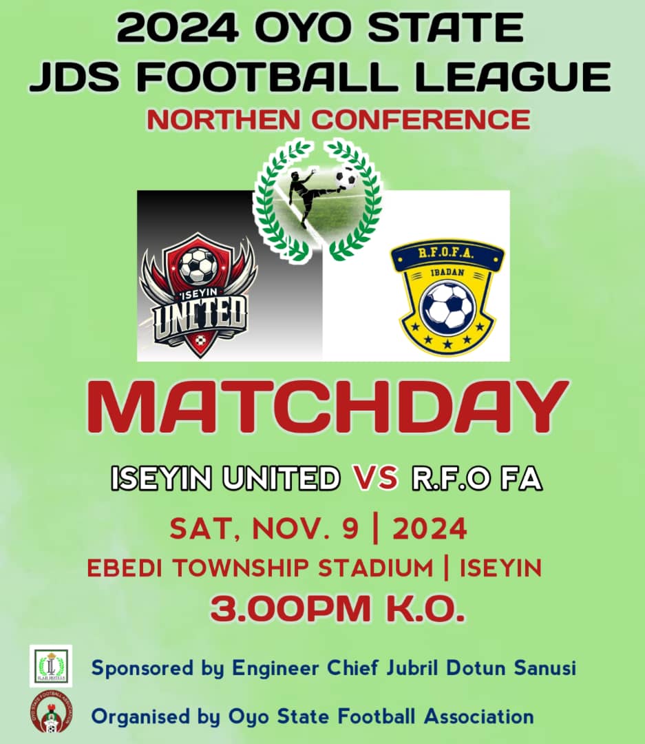 Oyo State/JDS Football League Kicks off in Iseyin as RFO Tackle Iseyin United in League Opener