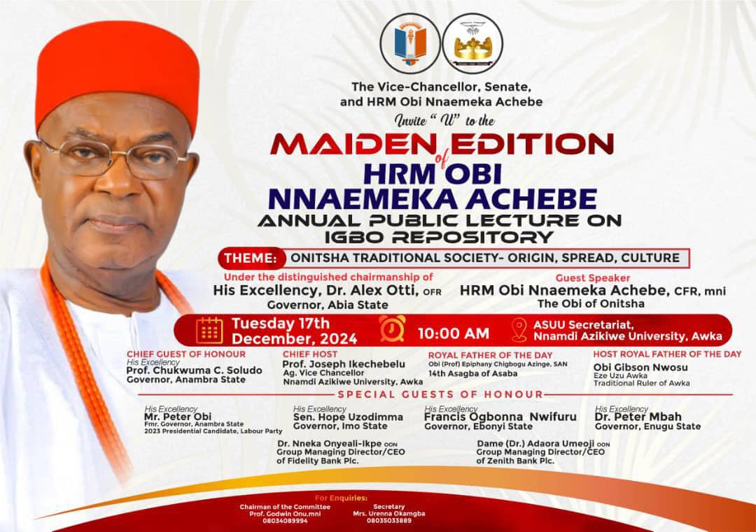 UNIZIK Set To Commence HRM Obi Achebe Annual Public Lecture on Igbo Repository