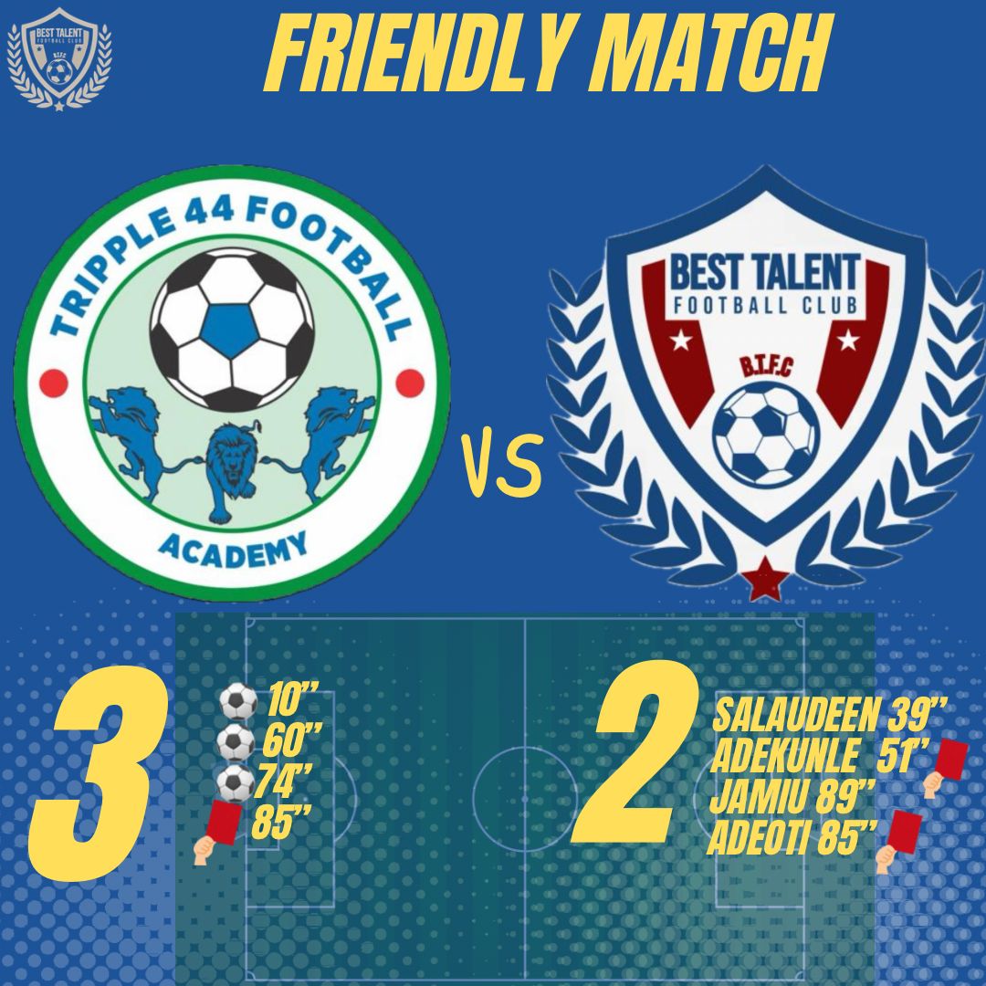 man Best Talent lose 3-2 to Tripple 44 Academy in Ibadan