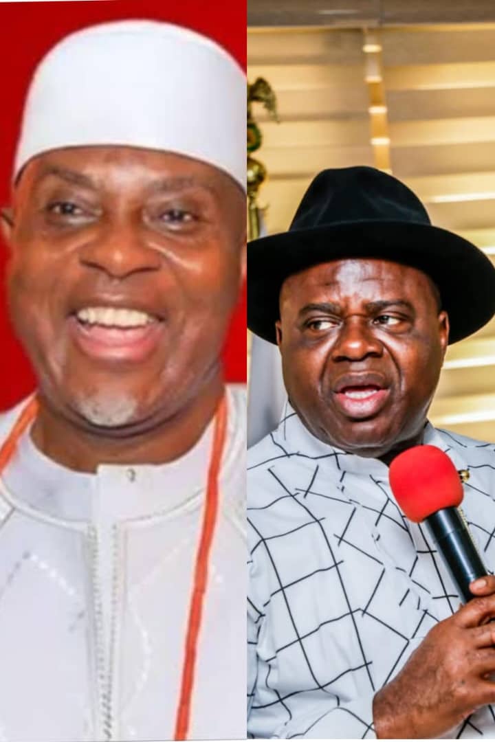 Earl Osaro Onaiwu, former Director-General of the Nigeria Governors Forum, congratulates Governor Douye Diri of Bayelsa State on his appointment as Chairman of the South-South Governors Forum