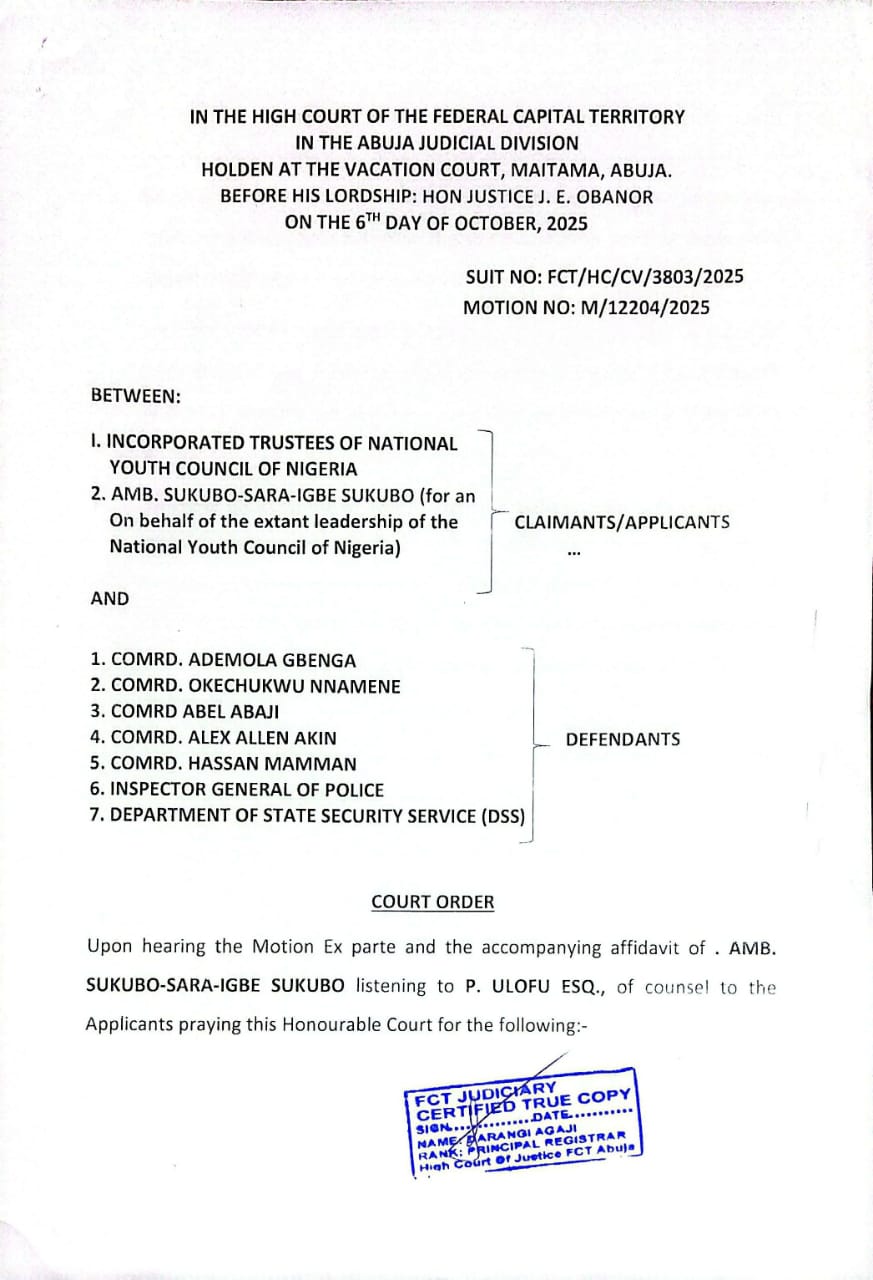 Court Halts Gbenga, Others from Conducting Parallel NYCN Election